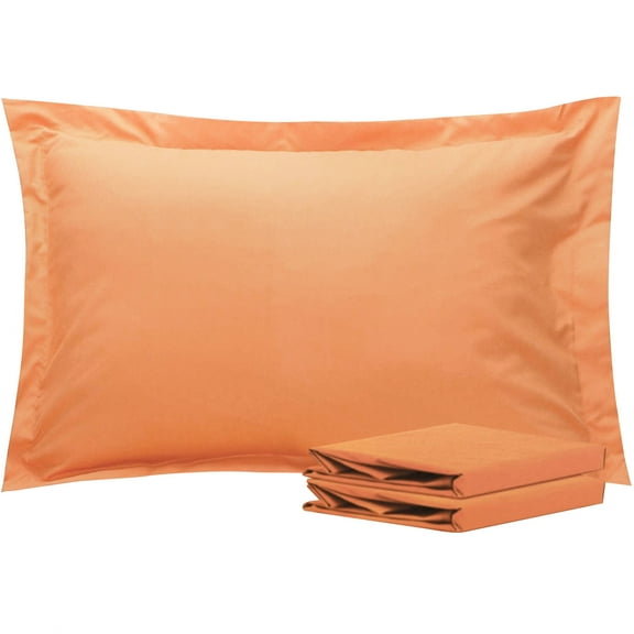 Ntbay 2 Pack Double Brushed Microfiber King Pillow Shams with 2" Flange, Wrinkle, Fade, Stain Resistant Sham, 20"x36", Pale Orange