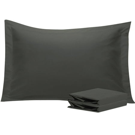 Ntbay 2 Pack Double Brushed Microfiber Queen Pillow Shams with 2" Flange, Wrinkle, Fade, Stain Resistant Sham, 20"x30", Dark Gray