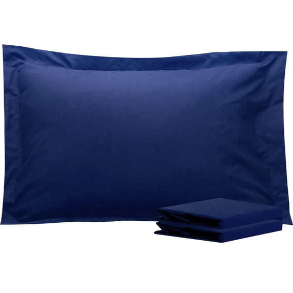 Ntbay 2 Pack Double Brushed Microfiber Queen Pillow Shams with 2" Flange, Wrinkle, Fade, Stain Resistant Sham, 20"x30", Navy Blue