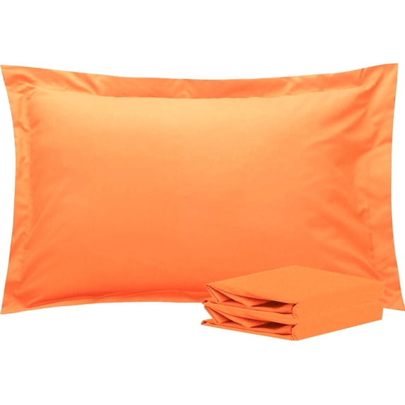Ntbay 2 Pack Double Brushed Microfiber Queen Pillow Shams with 2" Flange, Wrinkle, Fade, Stain Resistant Sham, 20"x30", Orange