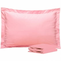 Ntbay 2 Pack Double Brushed Microfiber Queen Pillow Shams with 2" Flange, Wrinkle, Fade, Stain Resistant Sham, 20"x30", Pink