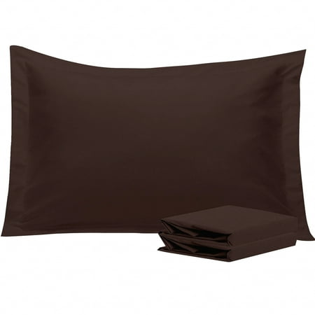 Ntbay 2 Pack Double Brushed Microfiber Standard Pillow Shams with 2" Flange, Wrinkle, Fade, Stain Resistant Sham, 20"x26", Dark Brown