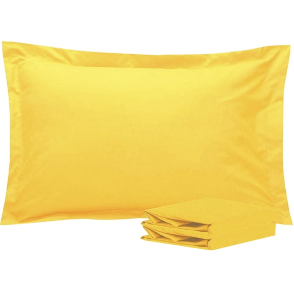 Ntbay 2 Pack Double Brushed Microfiber Standard Pillow Shams with 2" Flange, Wrinkle, Fade, Stain Resistant Sham, 20"x26", Yellow