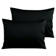 Ntbay 2 Pack Egyptian Cotton Toddler Pillowcases, Soft and Breathable Travel Pillow Covers with Envelope Closure, 13" x 18", Black
