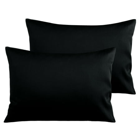 Ntbay 2 Pack Egyptian Cotton Toddler Pillowcases, Soft and Breathable Travel Pillow Covers with Envelope Closure, 13" x 18", Black