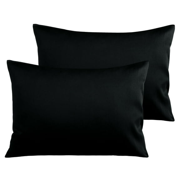 Ntbay 2 Pack Egyptian Cotton Toddler Pillowcases, Soft and Breathable Travel Pillow Covers with Envelope Closure, 13" x 18", Black