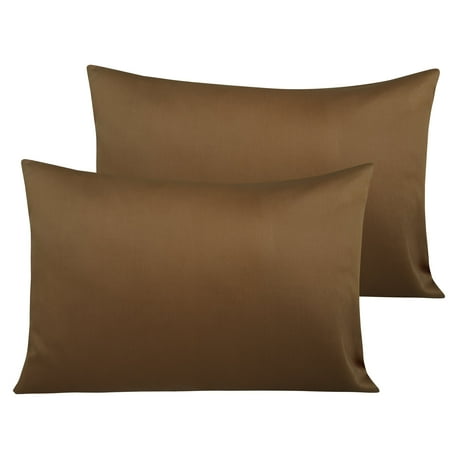 Ntbay 2 Pack Egyptian Cotton Toddler Pillowcases, Soft and Breathable Travel Pillow Covers with Envelope Closure, 13" x 18", Brown