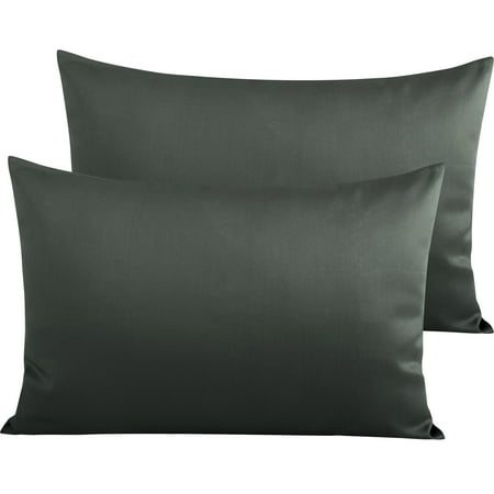 Ntbay 2 Pack Egyptian Cotton Toddler Pillowcases, Soft and Breathable Travel Pillow Covers with Envelope Closure, 13" x 18", Charcoal Gray