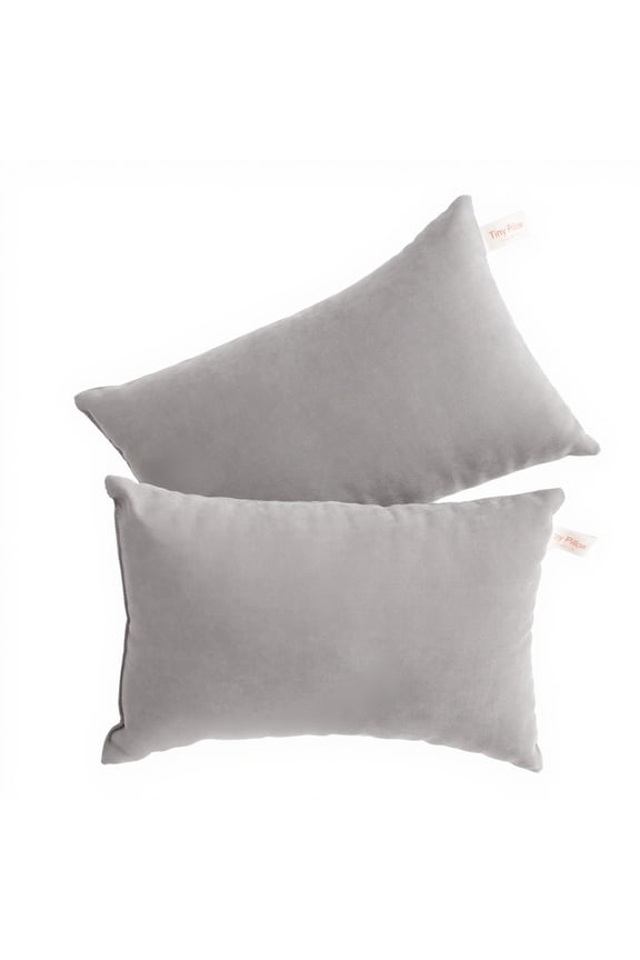 Ntbay 2 Pack Microfiber Soft Tiny Pillows, Machine Washable Travel Pillows, 11" x 7", Light Gray
