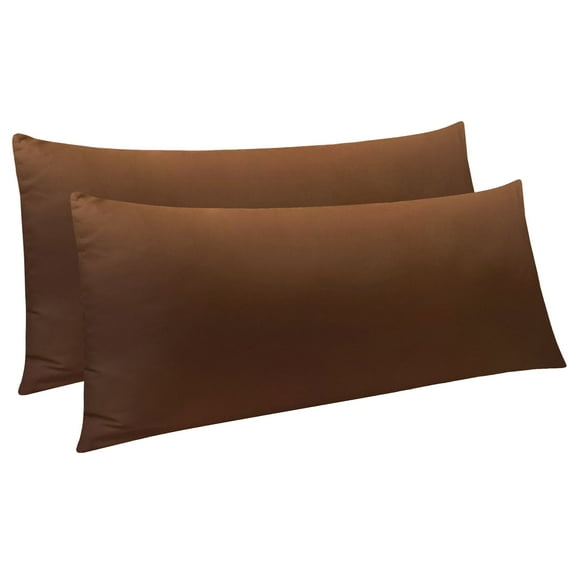 Ntbay 2 Pack Microfiber Ultra Soft Body Pillowcase with Envelope Closure, Wrinkle, Stain Resistant Body Pillow Cover, 20" x 54", Brown (Not Include Body Pillow)