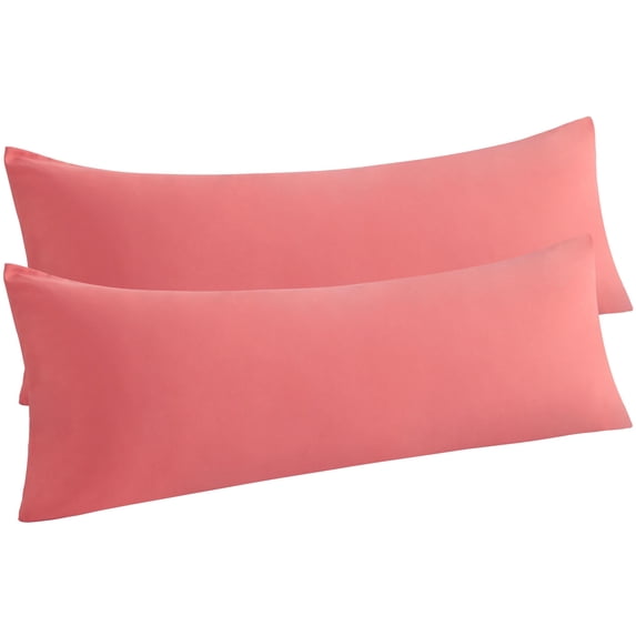 Ntbay 2 Pack Microfiber Ultra Soft Body Pillowcase with Envelope Closure, Wrinkle, Stain Resistant Body Pillow Cover, 20" x 54", Coral Pink (Not Include Body Pillow)