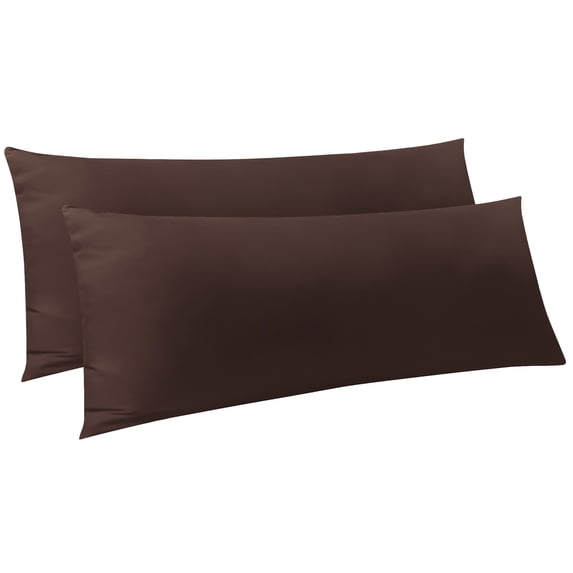 Ntbay 2 Pack Microfiber Ultra Soft Body Pillowcase with Envelope Closure, Wrinkle, Stain Resistant Body Pillow Cover, 20" x 54", Dark Brown (Not Include Body Pillow)