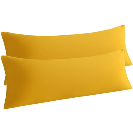Ntbay 2 Pack Microfiber Ultra Soft Body Pillowcase with Envelope Closure, Wrinkle, Stain Resistant Body Pillow Cover, 20" x 54", Ginger Yellow (Not Include Body Pillow)