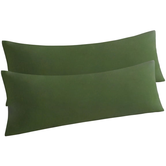 Ntbay 2 Pack Microfiber Ultra Soft Body Pillowcase with Envelope Closure, Wrinkle, Stain Resistant Body Pillow Cover, 20" x 54", Olive Green (Not Include Body Pillow)