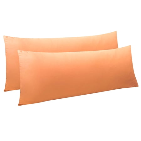 Ntbay 2 Pack Microfiber Ultra Soft Body Pillowcase with Envelope Closure, Wrinkle, Stain Resistant Body Pillow Cover, 20" x 54", Pale Orange (Not Include Body Pillow)