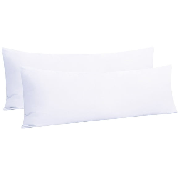 Ntbay 2 Pack Microfiber Ultra Soft Body Pillowcase with Envelope Closure, Wrinkle, Stain Resistant Body Pillow Cover, 20" x 54", White (Not Include Body Pillow)