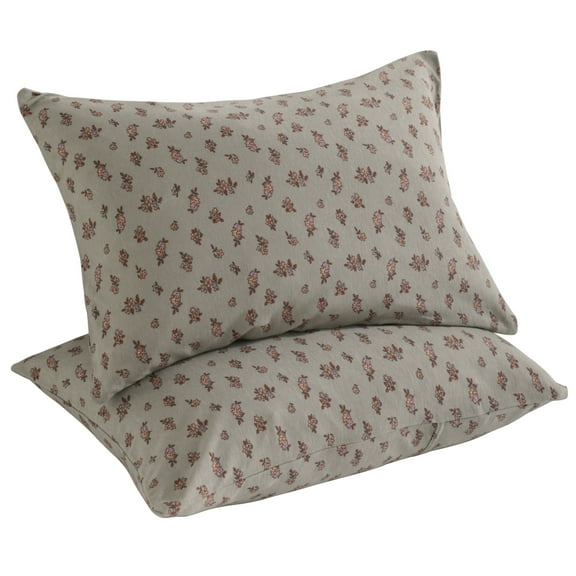 Ntbay 2 Pack Natural Jersey Cotton Toddler Pillowcases, Soft and Breathable Travel Pillow Cases with Envelope Closure, 13" x 18", Gray Floral