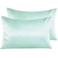 thumbnail image 1 of Ntbay 2 Pack Satin King Breathable Pillowcases for Hair and Skin, Ultra Soft and Smooth Pillow Cases Set with Hidden Zipper, 20" x 36", Cyan, 1 of 5