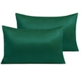 thumbnail image 1 of Ntbay 2 Pack Satin King Breathable Pillowcases for Hair and Skin, Ultra Soft and Smooth Pillow Cases Set with Hidden Zipper, 20" x 36", Dark Green, 1 of 5