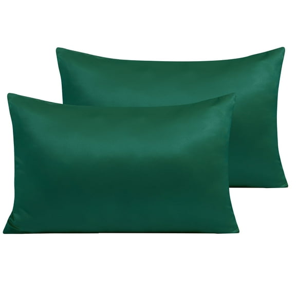 Ntbay 2 Pack Satin King Breathable Pillowcases for Hair and Skin, Ultra Soft and Smooth Pillow Cases Set with Hidden Zipper, 20" x 36", Dark Green