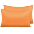 thumbnail image 1 of Ntbay 2 Pack Satin King Breathable Pillowcases for Hair and Skin, Ultra Soft and Smooth Pillow Cases Set with Hidden Zipper, 20" x 36", Orange, 1 of 5
