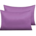 thumbnail image 1 of Ntbay 2 Pack Satin King Breathable Pillowcases for Hair and Skin, Ultra Soft and Smooth Pillow Cases Set with Hidden Zipper, 20" x 36", Purple, 1 of 5