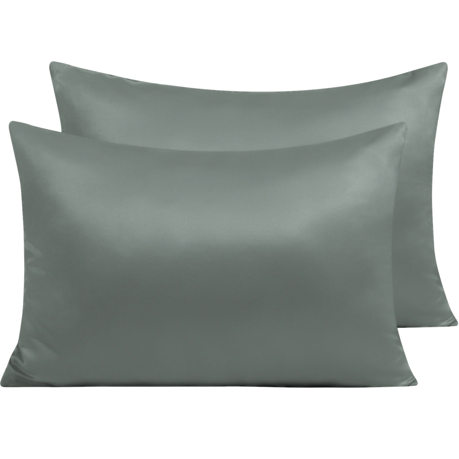 Ntbay 2 Pack Satin Queen Breathable Pillowcases for Hair and Skin, Ultra Soft and Smooth Pillow Cases Set with Hidden Zipper, 20" x 30", Dark Gray