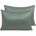 thumbnail image 1 of Ntbay 2 Pack Satin Queen Breathable Pillowcases for Hair and Skin, Ultra Soft and Smooth Pillow Cases Set with Hidden Zipper, 20" x 30", Dark Gray, 1 of 5