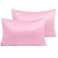 thumbnail image 1 of Ntbay 2 Pack Satin Queen Breathable Pillowcases for Hair and Skin, Ultra Soft and Smooth Pillow Cases Set with Hidden Zipper, 20" x 30", Light Pink, 1 of 5