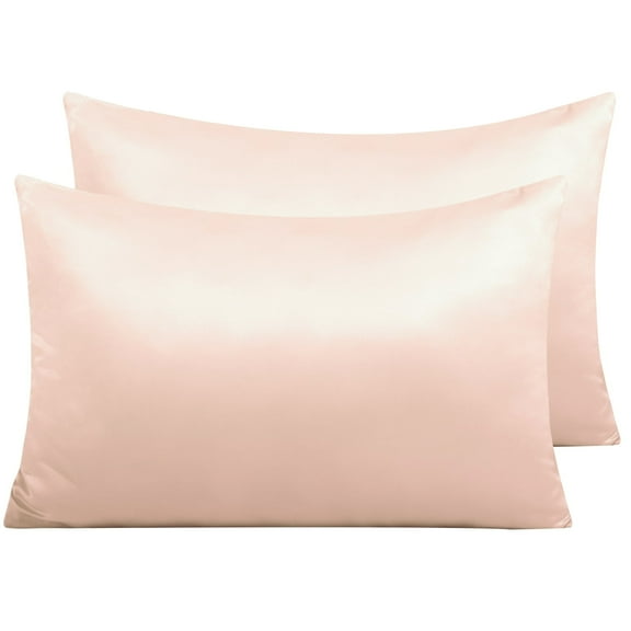 Ntbay 2 Pack Satin Queen Breathable Pillowcases for Hair and Skin, Ultra Soft and Smooth Pillow Cases Set with Hidden Zipper, 20" x 30", Pink