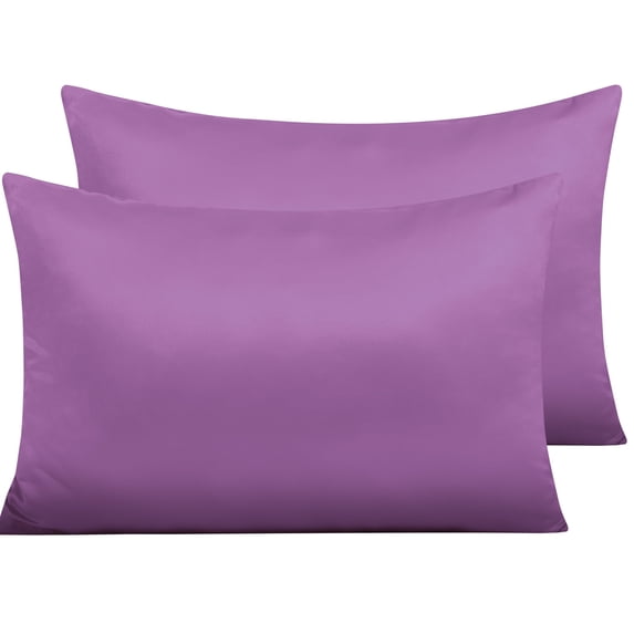 Ntbay 2 Pack Satin Queen Breathable Pillowcases for Hair and Skin, Ultra Soft and Smooth Pillow Cases Set with Hidden Zipper, 20" x 30", Purple