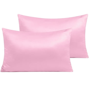 Ntbay 2 Pack Satin Standard Breathable Pillowcases for Hair and Skin, Ultra Soft and Smooth Pillow Cases Set with Hidden Zipper, 20" x 26", Light Pink