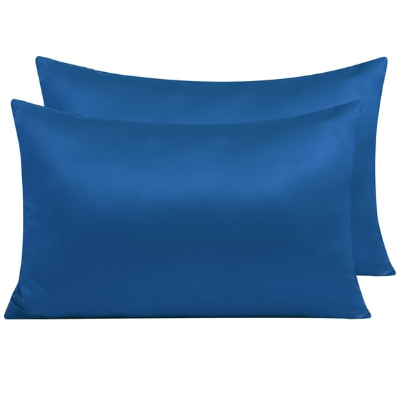 Ntbay 2 Pack Satin Standard Breathable Pillowcases for Hair and Skin, Ultra Soft and Smooth Pillow Cases Set with Hidden Zipper, 20" x 26", Royal Blue