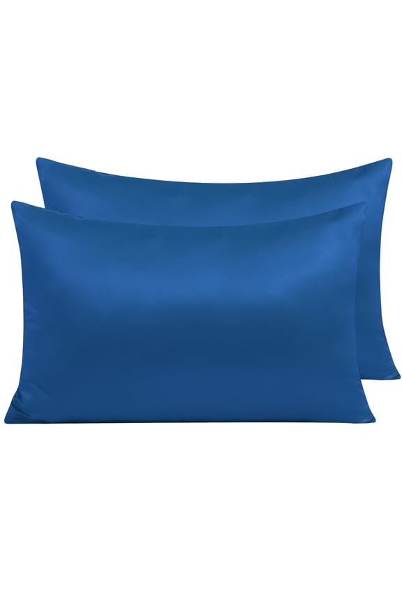 Ntbay 2 Pack Satin Standard Breathable Pillowcases for Hair and Skin, Ultra Soft and Smooth Pillow Cases Set with Hidden Zipper, 20" x 26", Royal Blue