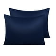 thumbnail image 1 of Ntbay 2 Pack Satin Standard Breathable Pillowcases for Hair and Skin, Ultra Soft and Smooth Pillow Cases Set with Hidden Zipper, 20" x 26", Navy Blue, 1 of 6