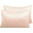 thumbnail image 1 of Ntbay 2 Pack Satin Standard Breathable Pillowcases for Hair and Skin, Ultra Soft and Smooth Pillow Cases Set with Hidden Zipper, 20" x 26", Pink, 1 of 5