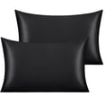 thumbnail image 1 of Ntbay 2 Pack Satin Toddler Pillowcases, Silky and Luxurious Travel Pillow Covers with Envelope Closure, 14" x 20", Black, 1 of 5