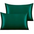 thumbnail image 1 of Ntbay 2 Pack Satin Toddler Pillowcases, Silky and Luxurious Travel Pillow Covers with Envelope Closure, 14" x 20", Dark Green, 1 of 6