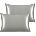 thumbnail image 1 of Ntbay 2 Pack Satin Toddler Pillowcases, Silky and Luxurious Travel Pillow Covers with Envelope Closure, 14" x 20", Gray, 1 of 5