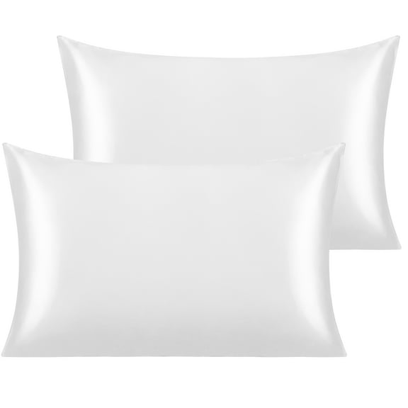 Ntbay 2 Pack Satin Toddler Pillowcases, Silky and Luxurious Travel Pillow Covers with Envelope Closure, 14" x 20", White