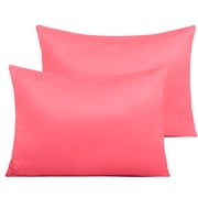 Ntbay 2 Pack Satin Toddler Pillowcases, Soft and Cool Travel Pillow Covers with Hidden Zipper Closure, 13" x 18", Coral Pink