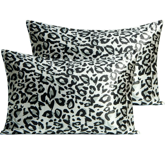 Ntbay 2 Pack Silky Satin King Pillowcases for Hair and Skin, Luxury and Soft Pillow Cases with Envelope Closure, 20" x 36", Leopard