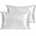 thumbnail image 1 of Ntbay 2 Pack Silky Satin King Pillowcases for Hair and Skin, Luxury and Soft Pillow Cases with Envelope Closure, 20" x 36", White Marbling, 1 of 5