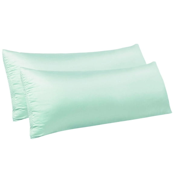 Ntbay 2 Pack Silky Satin Body Pillowcase for Hair and Skin, Ultra Soft Cozy Long Body Pillow Cover with Zipper Closure, 20" x 54", Cyan