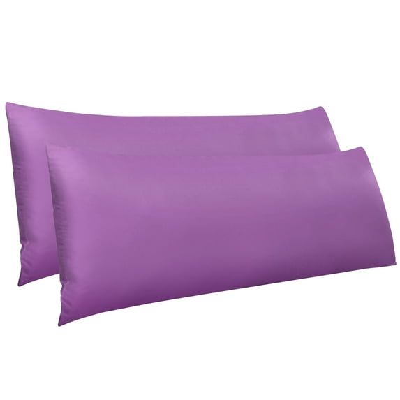 Ntbay 2 Pack Silky Satin Body Pillowcase for Hair and Skin, Ultra Soft Cozy Long Body Pillow Cover with Zipper Closure, 20" x 54", Purple