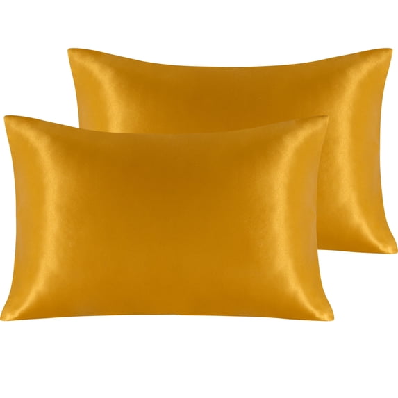Ntbay 2 Pack Silky Satin King Pillowcases for Hair and Skin, Luxury and Soft Pillow Cases with Envelope Closure, 20" x 36", Golden