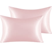 Ntbay 2 Pack Silky Satin King Pillowcases for Hair and Skin, Luxury and Soft Pillow Cases with Envelope Closure, 20" x 40", Light Pink