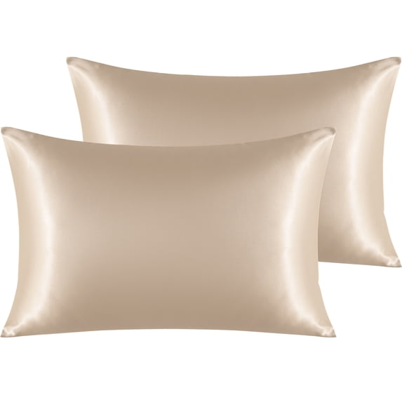Ntbay 2 Pack Silky Satin King Pillowcases for Hair and Skin, Luxury and Soft Pillow Cases with Envelope Closure, 20" x 40", Taupe