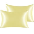 thumbnail image 1 of Ntbay 2 Pack Silky Satin Queen Pillowcases for Hair and Skin, Luxury and Soft Pillow Cases with Envelope Closure, 20" x 30", Light Yellow, 1 of 6
