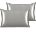 thumbnail image 1 of Ntbay 2 Pack Silky Satin Standard Pillowcases for Hair and Skin, Luxury and Soft Pillow Cases with Envelope Closure, 20" x 26", Gray, 1 of 6